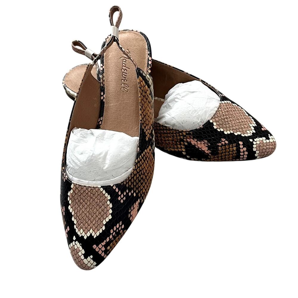 Madewell Slingback The Margot Leather Flat Crocodile Pattern Size 7.5